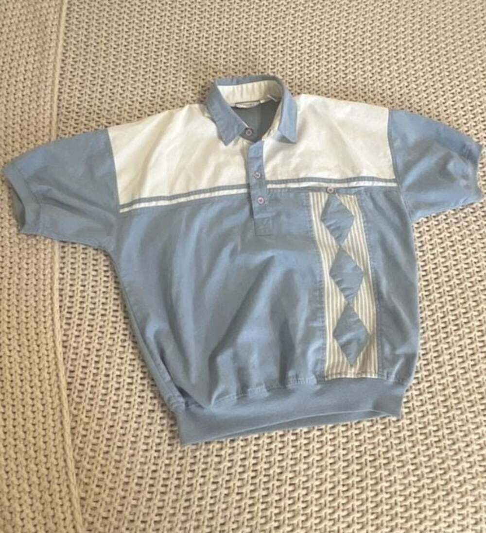 Classics by Palmland Vintage Colorblock Diamond Pattern Polo Shirt